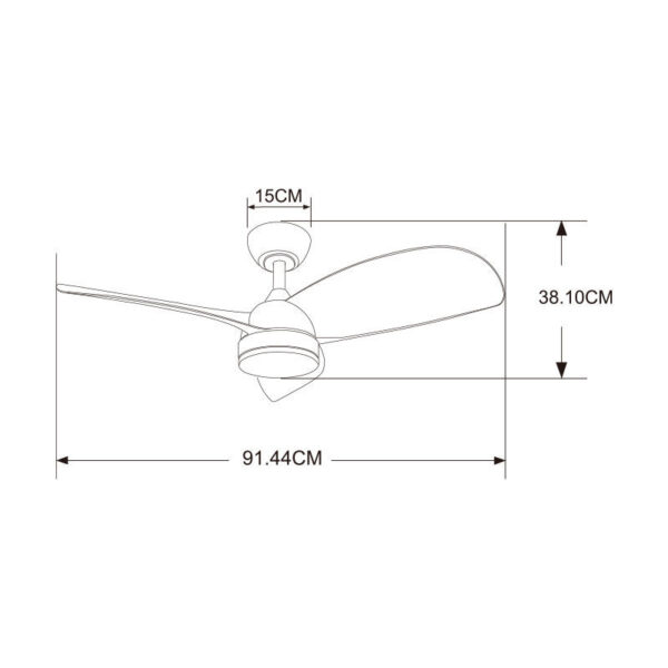 Ανεμιστήρας Οροφής PRIMO 36'' 91εκ. DC Με R/C 1 Φως LED με 3 ξύλινα φτερά 280299136 - Image 2
